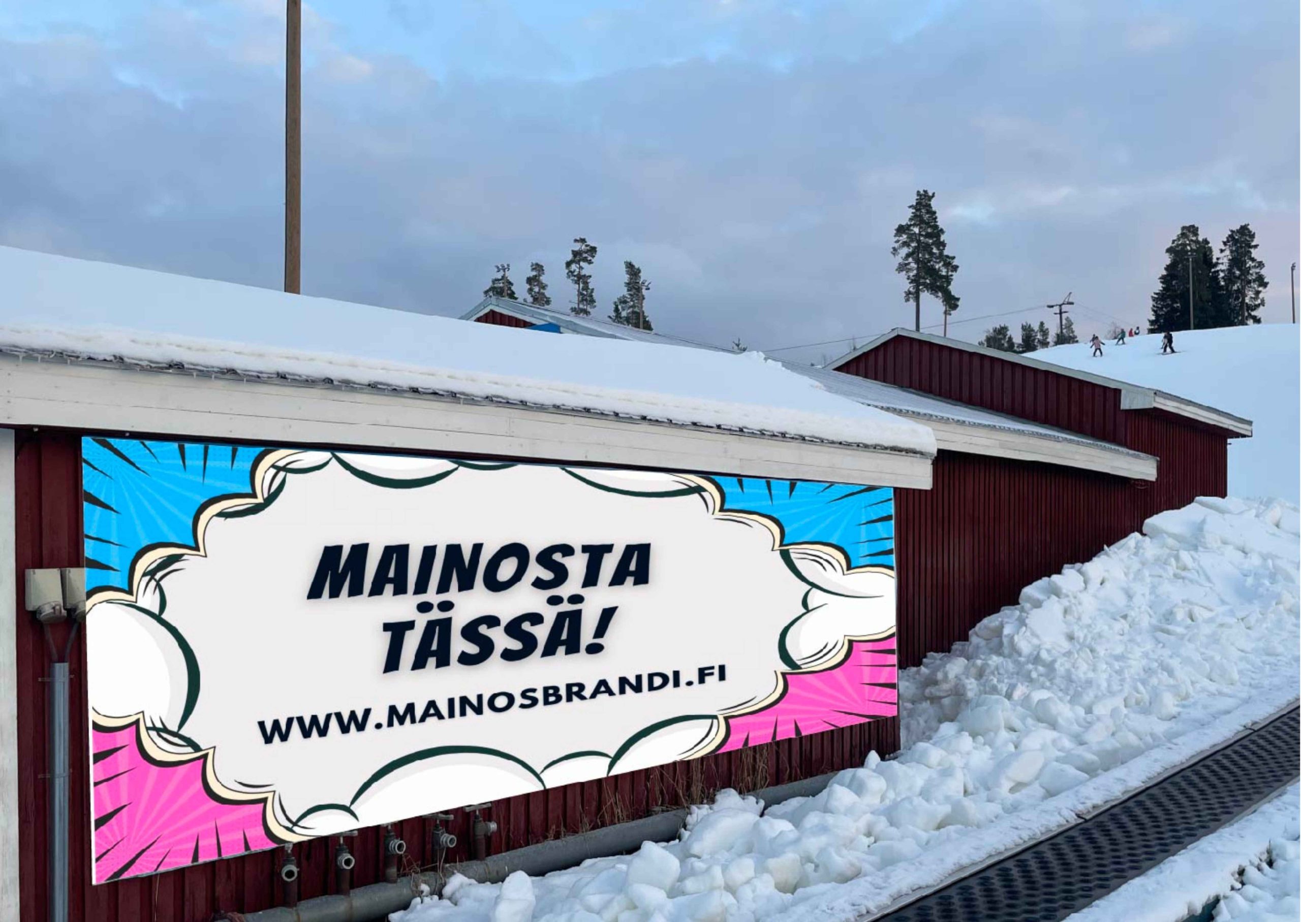 Kirkkonummen Peuramaa Ski seinäpinnat tarjoavat oivan mainospaikan yrityksellesi
