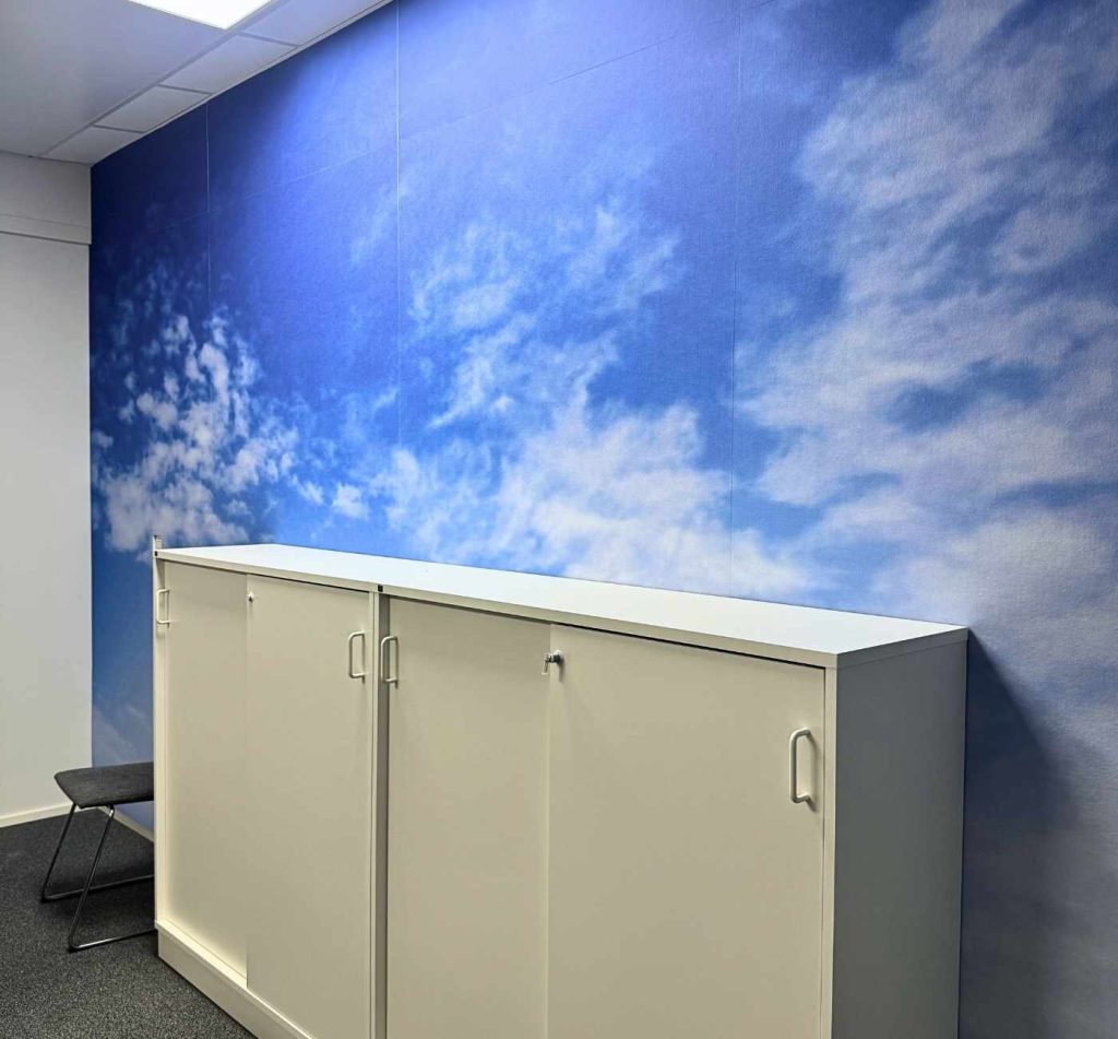 Tulosteakustiikkalevy taivasmaisemalla